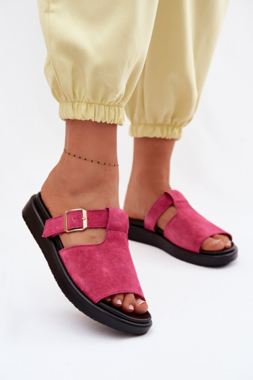 Naistelised seemisnahast sussid platvormiga ja kuldse detailiga Zemela roosa värv 2