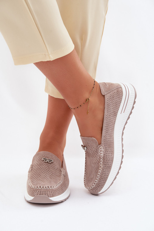 naiste mokassiinidPealturalnego seemisnakhsedu beeži värvi Demela