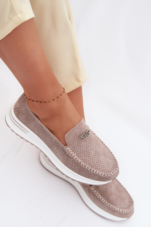 naiste mokassiinidPealturalnego seemisnakhsedu beeži värvi Demela