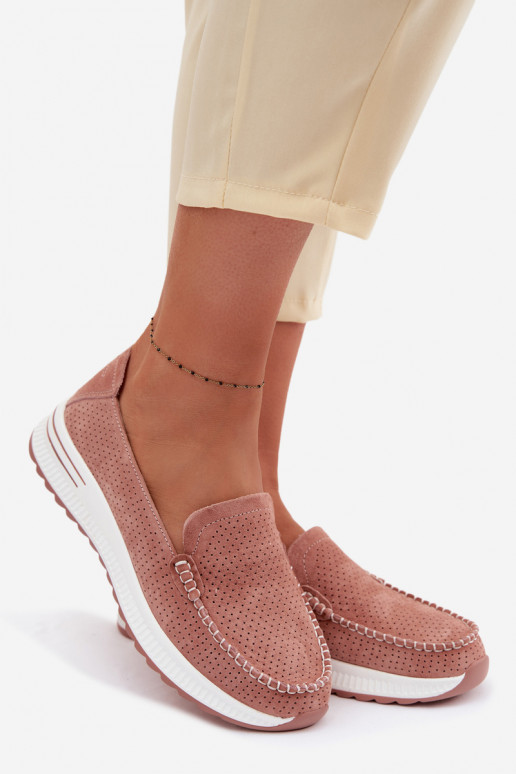 Seemisnahast mokassiinid Pealiste omad Tumeroosad värvi Pevina