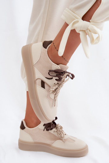 Sneakers tüüpi jalanõud Pealiste omadPodsisseójnymi Sznurósissekami Elevandiluu värvi Relisa