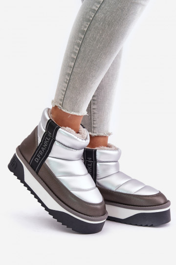 Sellel ondal nööpidega lumesaapad Paksu talla peal D.Franklin DFSH371010 Hõbedat värvi 2