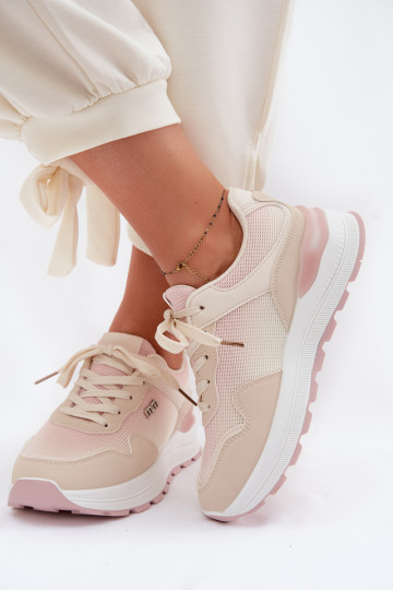 Sneakers tüüpi jalanõud Pealiste omad platvormiga beeži värvi Lelmira