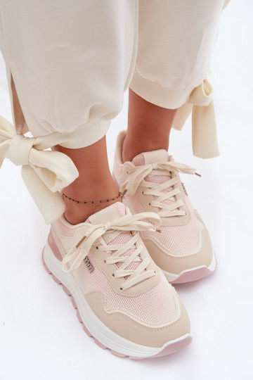 Sneakers tüüpi jalanõud Pealiste omad platvormiga beeži värvi Lelmira 2
