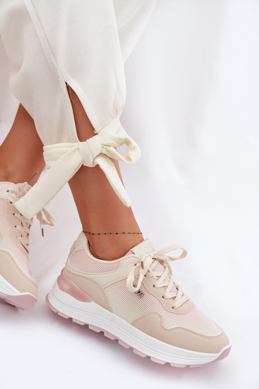 Sneakers tüüpi jalanõud Pealiste omad platvormiga beeži värvi Lelmira