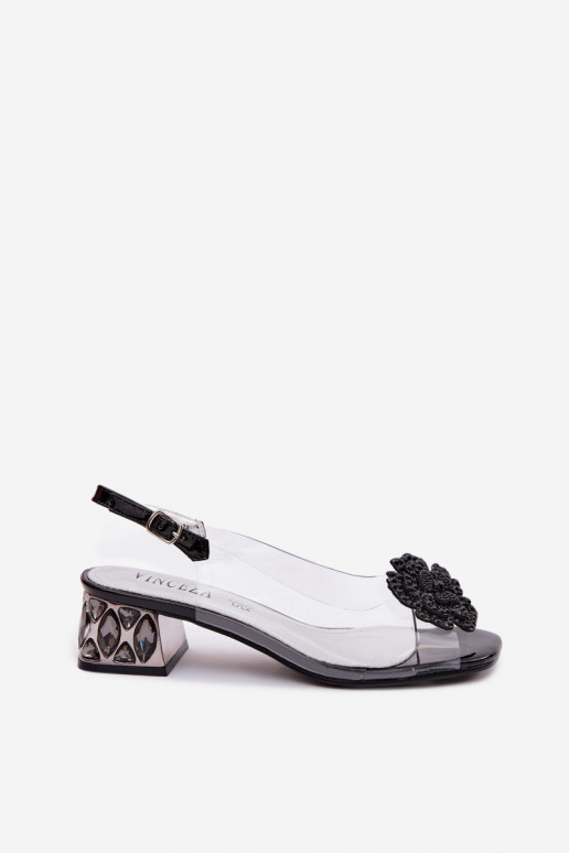 sandaalid Külgedelt läbipaistvad Klockis kristallidega I lilledegaem Vinceza 70122 msuud