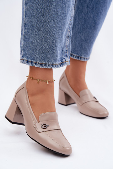 Pealhk jalatsid Pealiste omad kõrge jämeda kontsaga Vinceza 18119 beeži värvi