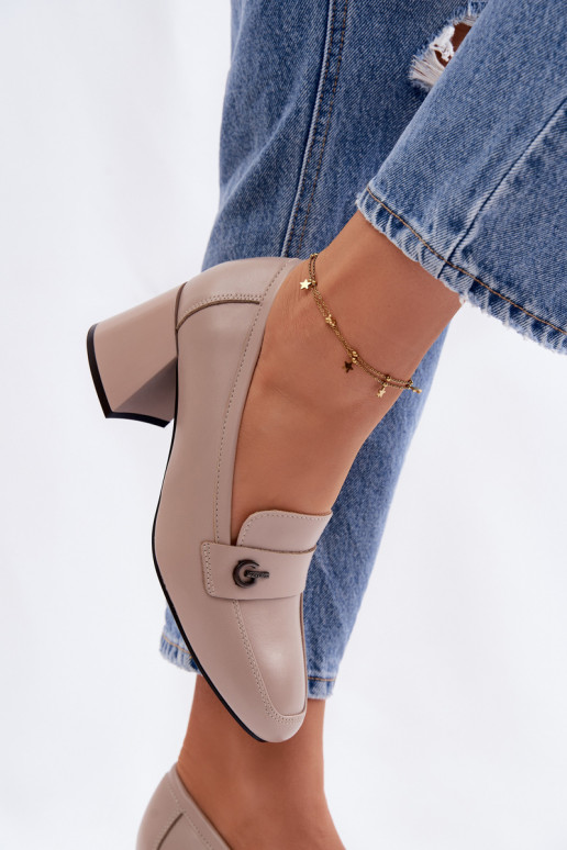 Pealhk jalatsid Pealiste omad kõrge jämeda kontsaga Vinceza 18119 beeži värvi