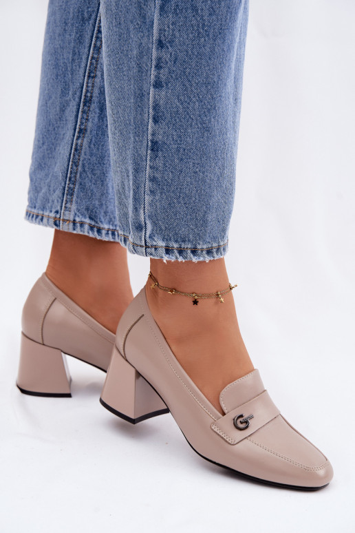 Pealhk jalatsid Pealiste omad kõrge jämeda kontsaga Vinceza 18119 beeži värvi