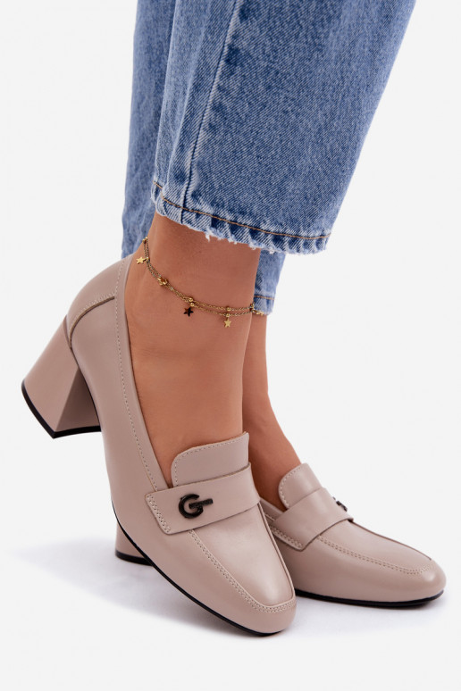 Pealhk jalatsid Pealiste omad kõrge jämeda kontsaga Vinceza 18119 beeži värvi