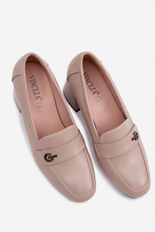 Pealhk jalatsid Pealiste omad kõrge jämeda kontsaga Vinceza 18119 beeži värvi
