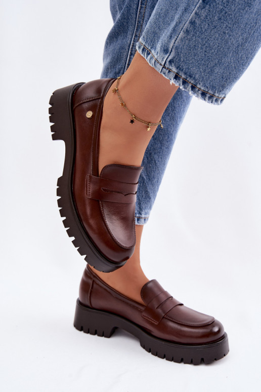 Pealhk naiste mokassiinid Vinceza 18125 pruunid värvi