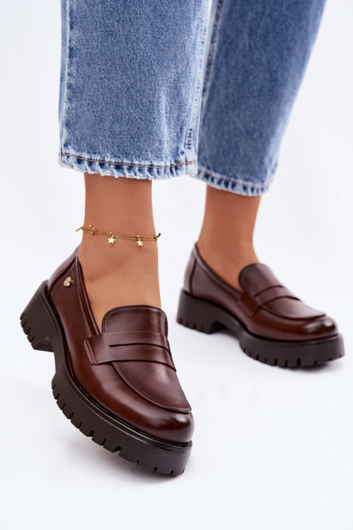 Pealhk naiste mokassiinid Vinceza 18125 pruunid värvi