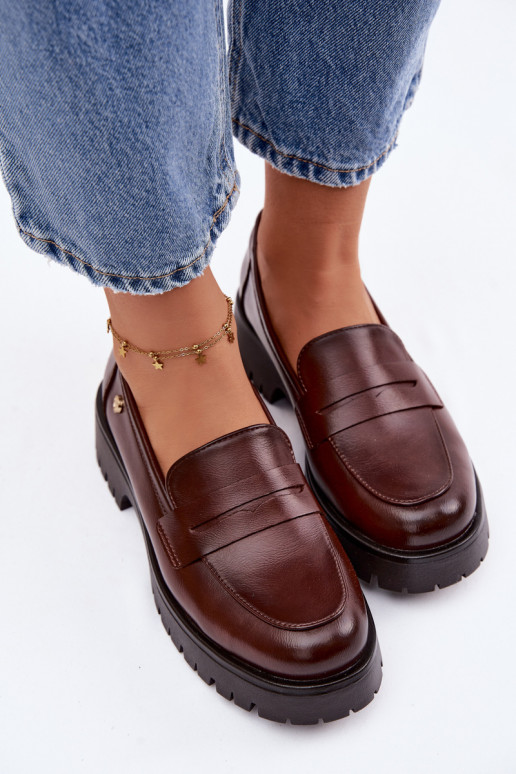 Pealhk naiste mokassiinid Vinceza 18125 pruunid värvi