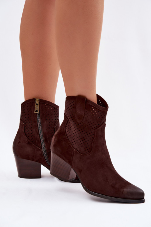 Saapad Kauboi saapad Pealiste omad kõrge jämeda kontsaga Vinceza 58150 Czekoladosissee