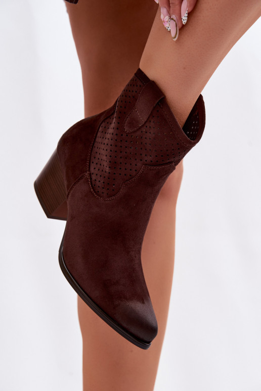 Saapad Kauboi saapad Pealiste omad kõrge jämeda kontsaga Vinceza 58150 Czekoladosissee