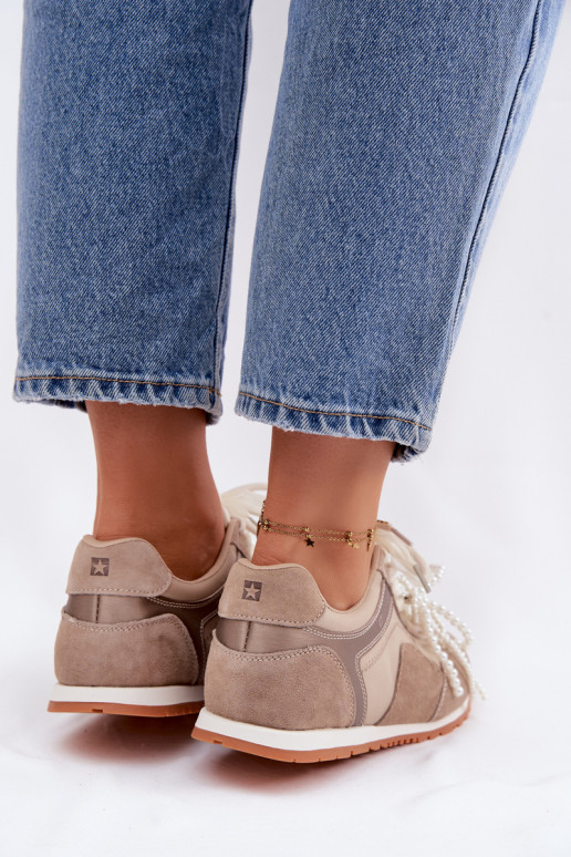 Pealhk seemisnakhsed Sneakers tüüpi jalanõud Pealiste omad Big Star TT274677 beeži värvi