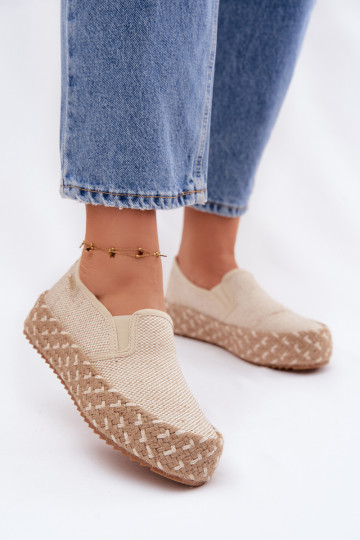 Espadrillid platvormiga Koos punutisega Lee Cooper LCIN-26-31-4332 beeži värvi 2