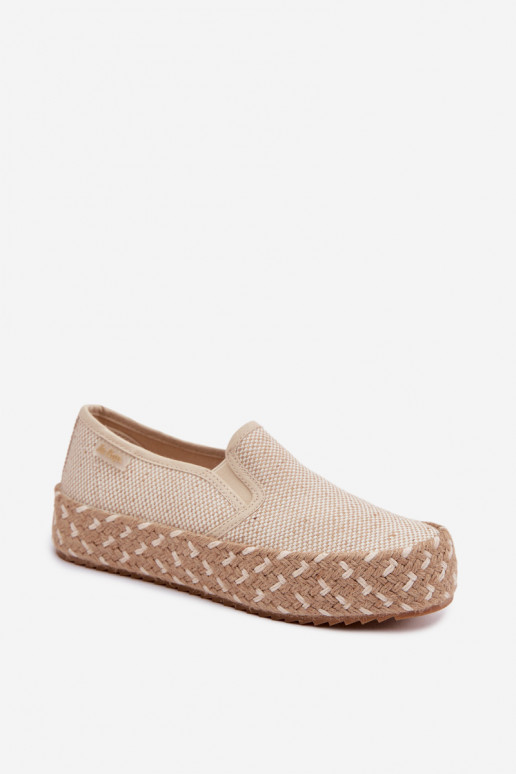 Espadrillid platvormiga Koos punutisega Lee Cooper LCIN-26-31-4332 beeži värvi
