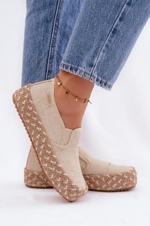 Espadrillid platvormiga Koos punutisega Lee Cooper LCIN-26-31-4332 beeži värvi