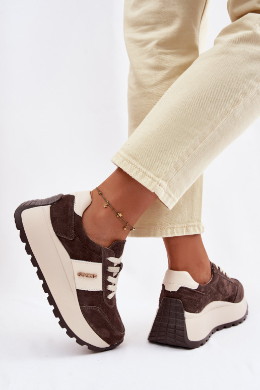 Sneakers tüüpi jalanõud Pealiste omad platvormigaPealturalnego seemisnakhsedu Czekoladosissee Rosinae