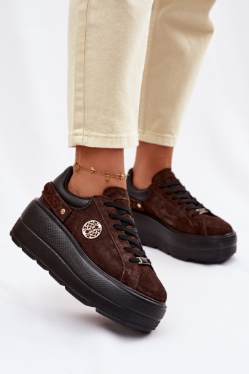 Pealhk seemisnakhsed Sneakers tüüpi jalanõud Pealiste omad platvormiga D&A LR61-7094 Czekoladosissee