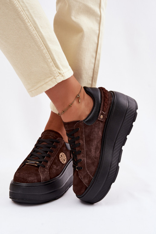 Pealhk seemisnakhsed Sneakers tüüpi jalanõud Pealiste omad platvormiga D&A LR61-7094 Czekoladosissee