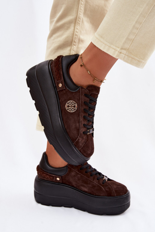 Pealhk seemisnakhsed Sneakers tüüpi jalanõud Pealiste omad platvormiga D&A LR61-7094 Czekoladosissee