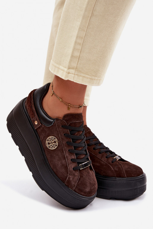 Pealhk seemisnakhsed Sneakers tüüpi jalanõud Pealiste omad platvormiga D&A LR61-7094 Czekoladosissee