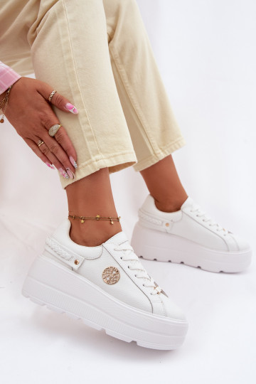 Pealhk Sneakers tüüpi jalanõud Pealiste omad platvormiga D&A LR61-7095 valget värvi