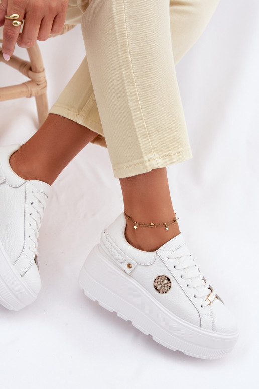 Pealhk Sneakers tüüpi jalanõud Pealiste omad platvormiga D&A LR61-7095 valget värvi