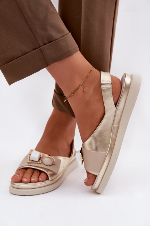 Pealistesandaalid Pealiste omad kaunistustega D&A GR61-5932 Kuldset värvi