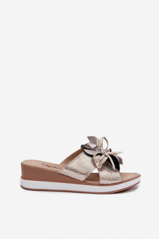 Plätud naturaalsest nahast platvormigaDekoracyjnym Lill S.Barski GR61-5989 Kuldset värvi