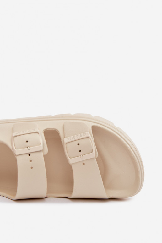 Kerged rannaplätud Pealistesandaalid platvormiga Big Star TT274A032 Elevandiluu värvi