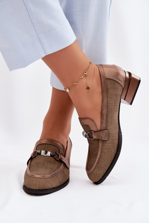 jalatsid Pealiste omad kõrge jämeda kontsaga Koos Ornate Detalem pruunid värvi Meliva