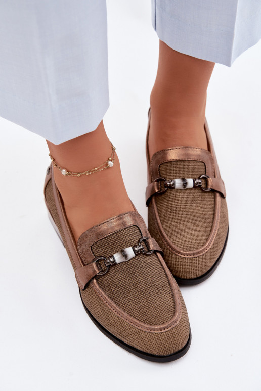 jalatsid Pealiste omad kõrge jämeda kontsaga Koos Ornate Detalem pruunid värvi Meliva