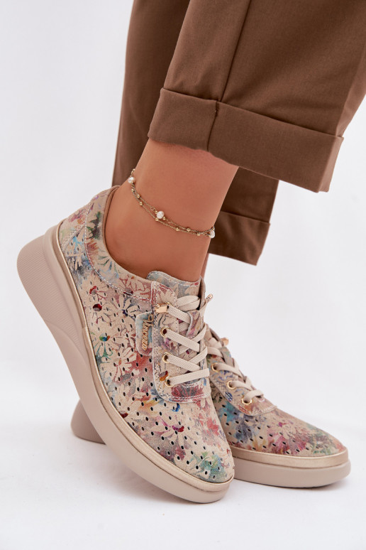 Ažuursed seemisnahast jalatsid Pealiste omad Vinceza 79603 beeži värvi