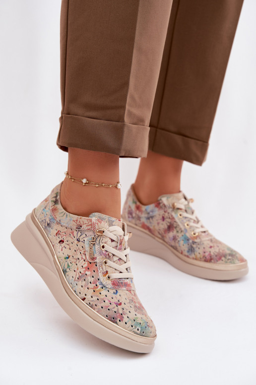 Ažuursed seemisnahast jalatsid Pealiste omad Vinceza 79603 beeži värvi