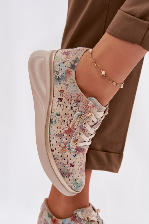 Ažuursed seemisnahast jalatsid Pealiste omad Vinceza 79603 beeži värvi