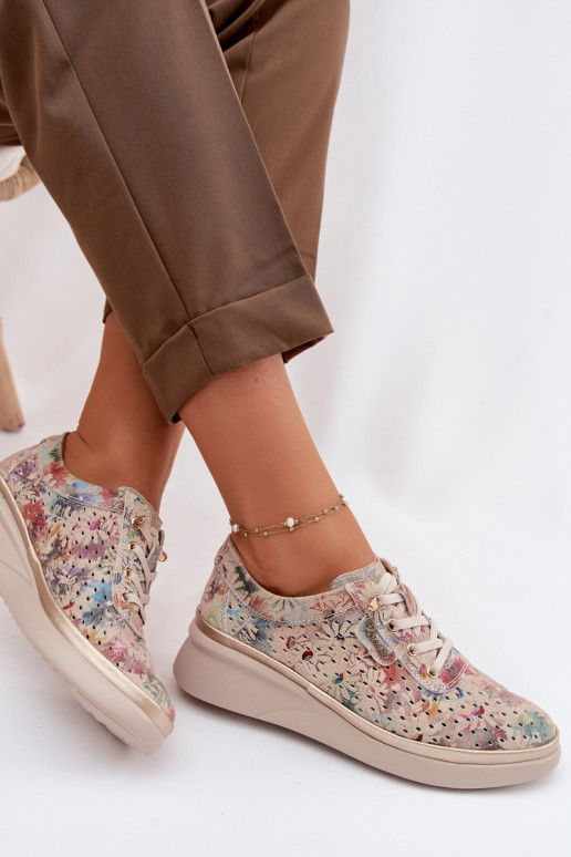 Ažuursed seemisnahast jalatsid Pealiste omad Vinceza 79603 beeži värvi