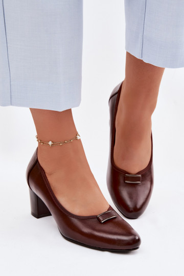 Kingad kõrge jämeda kontsaga Vinceza 58622 pruunid värvi