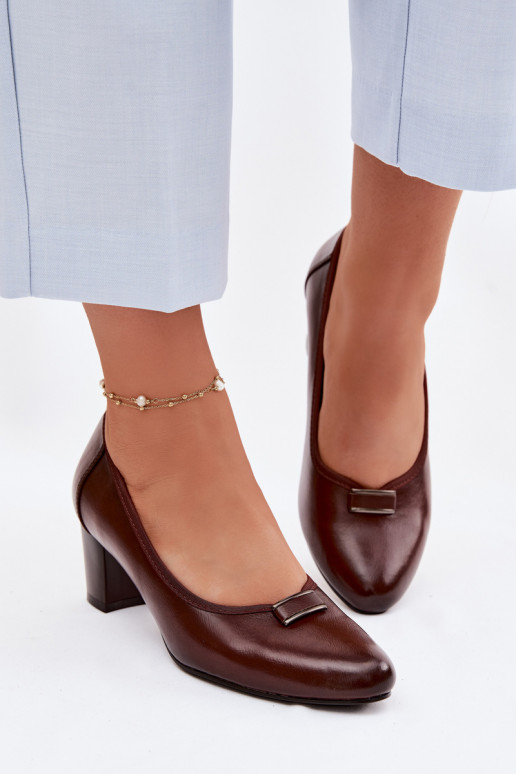 Kingad kõrge jämeda kontsaga Vinceza 58622 pruunid värvi