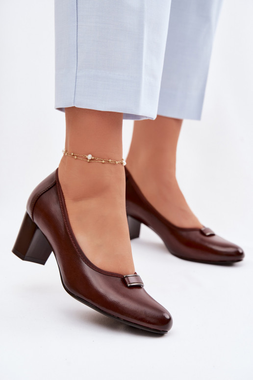 Kingad kõrge jämeda kontsaga Vinceza 58622 pruunid värvi