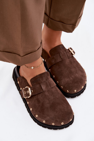 Plätud Puukingad seemisnahast platvormiga neetidega I neetide ja pandlaga Big Star TT274952 Czekoladosissee