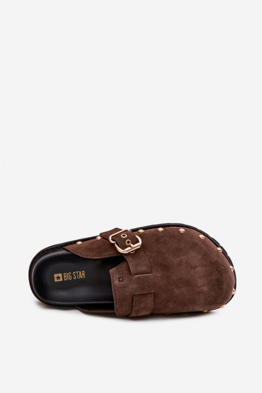 Plätud Puukingad seemisnahast platvormiga neetidega I neetide ja pandlaga Big Star TT274952 Czekoladosissee