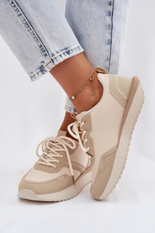Sneakers tüüpi jalanõud Pealiste omad platvormiga Big Star TT274278 beeži värvi