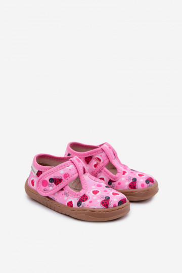 Laste plätud Barefoot lepatse ja südame mustriga liimidega Milami roosa värvi Talirae