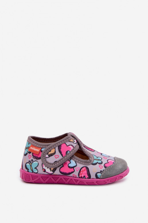 Plätud Milami Laste jalanõud krõpsudega kinnitatav Halli värvi Jasimrra