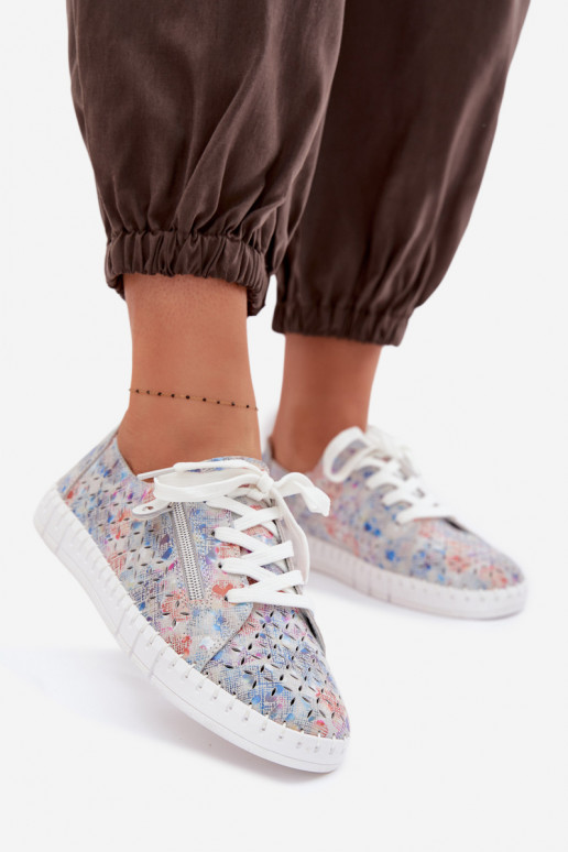 Ažuurne jalatsidPealturalnego seemisnakhsedu Hõbedat värvi Kamelia