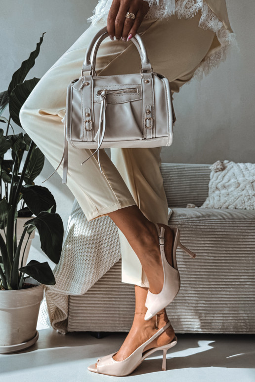 Pealistesandaalid kõrge jämeda kontsaga beeži värvi Sevina